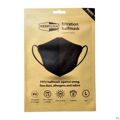 Schutzmasken Ffp2/respipro/nanofaser Carbon Large Schwarz 3st, A-Nr.: 5378766 - 02