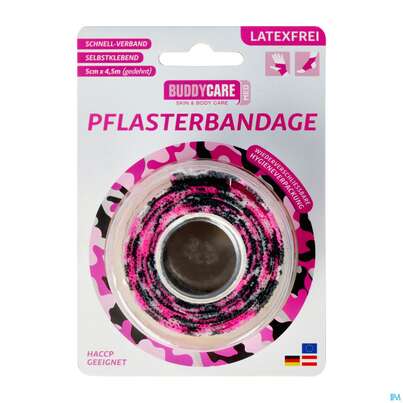 Buddycare Pflasterbandage Med Latexfrei Flexibel Kohaesiv 5cmx 4,5m Camou Rosa 1st, A-Nr.: 5289442 - 02