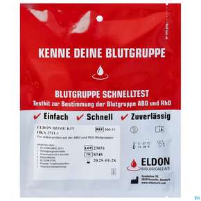 Diagnostika U.zubehoer Blutgruppe/schnelltest Eldon Heim Komplett 2511 Ab O +rhd 1pk, A-Nr.: 4882534 - 01