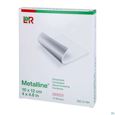 Sie sehen eine Packung Kompressen Metalline-lohmann Entkeimt 10x 12cm 10st, Produktbild: 04 Kompressen Metalline-lohmann Entkeimt 10x 12cm 10st, A-Nr.: 0191477 - 04