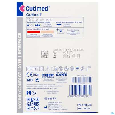 Wundauflagen Cutimed Distanzgitter Eucerit 7,5x 7,5cm 71007 10st, A-Nr.: 4321758 - 06