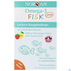 Omega -3 Norsan/fisk Kids Jelly Kaugelee Drop Erdbeerzitrone 45st, A-Nr.: 5819383 - 01