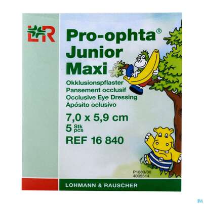 Sie sehen eine Packung Augenokklusionspflaster Pro-ophta Junior Maxi 7x 5,9cm 16842 100st, Produktbild: 02 Augenokklusionspflaster Pro-ophta Junior Maxi 7x 5,9cm 16842 100st, A-Nr.: 2723257 - 02