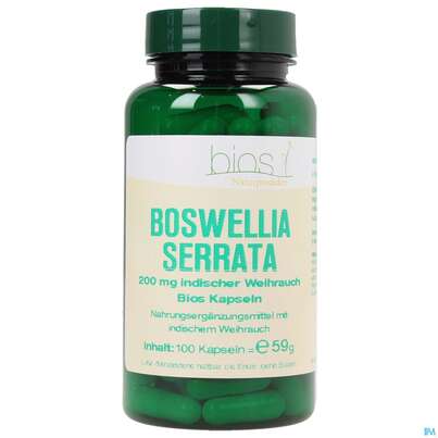 Sie sehen eine Packung Bios Boswellia Serrata 200mg 100 Kapseln, Produktbild: 01 Bios Boswellia Serrata 200mg 100 Kapseln, A-Nr.: 3890810 - 01