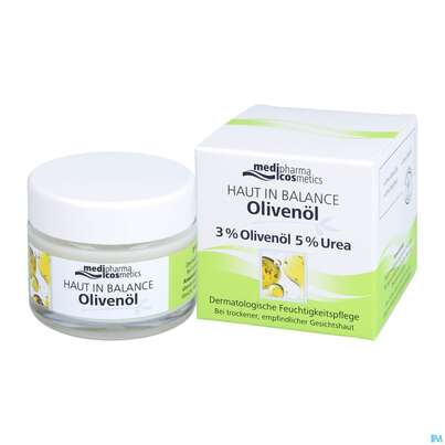 Sie sehen eine Packung Oliven Oel Dr.theiss Haut In Balance Feuchtigkeitspflege 3% 50ml, Produktbild: 06 Oliven Oel Dr.theiss Haut In Balance Feuchtigkeitspflege 3% 50ml, A-Nr.: 3282714 - 06
