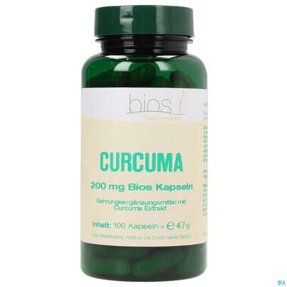 Sie sehen eine Packung Bios Curcuma 200mg 100 Kapseln, Produktbild: 02 Bios Curcuma 200mg 100 Kapseln, A-Nr.: 3891063 - 02