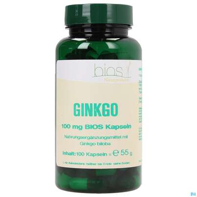 Sie sehen eine Packung Bios Ginkgo 100mg 100 Kapseln, Produktbild: 02 Bios Ginkgo 100mg 100 Kapseln, A-Nr.: 3891264 - 02