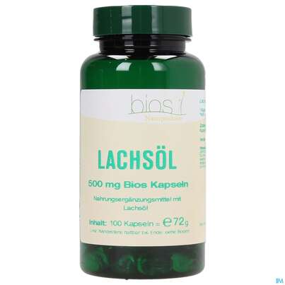 Sie sehen eine Packung Bios Lachsöl 500mg 100 Kapseln, Produktbild: 02 Bios Lachsöl 500mg 100 Kapseln, A-Nr.: 3891910 - 02
