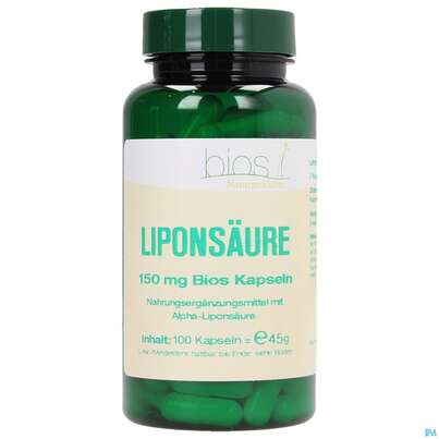 Sie sehen eine Packung Bios Liponsäure 100 Kapseln, Produktbild: 02 Bios Liponsäure 100 Kapseln, A-Nr.: 3892105 - 02