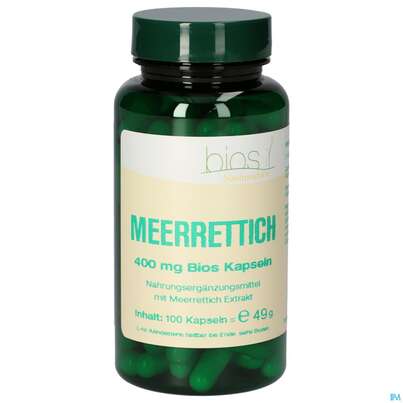 Sie sehen eine Packung Bios Meerrettich 400mg 100 Kapseln, Produktbild: 02 Bios Meerrettich 400mg 100 Kapseln, A-Nr.: 4034042 - 02
