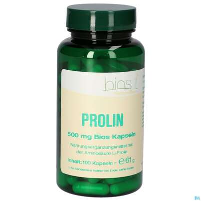 Sie sehen eine Packung Bios Prolin 500mg 100 Kapseln, Produktbild: 02 Bios Prolin 500mg 100 Kapseln, A-Nr.: 4247312 - 02