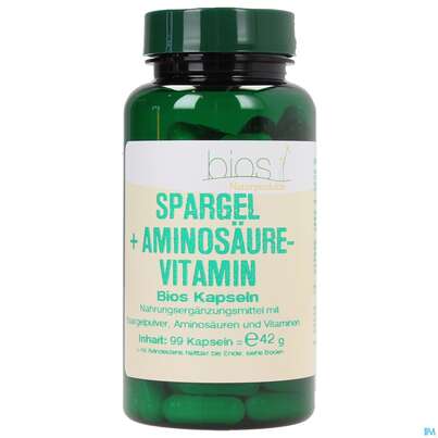 Sie sehen eine Packung Bios Spargel + Aminosäure-vitamin 99 Kapseln, Produktbild: 02 Bios Spargel + Aminosäure-vitamin 99 Kapseln, A-Nr.: 3893211 - 02