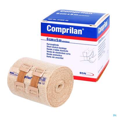 Sie sehen eine Packung Elastische Binden Comprilan Textilelast.kurzzugbinde 5mx 6cm Nr 0102600 1st, Produktbild: 12 Elastische Binden Comprilan Textilelast.kurzzugbinde 5mx 6cm Nr 0102600 1st, A-Nr.: 1402924 - 12