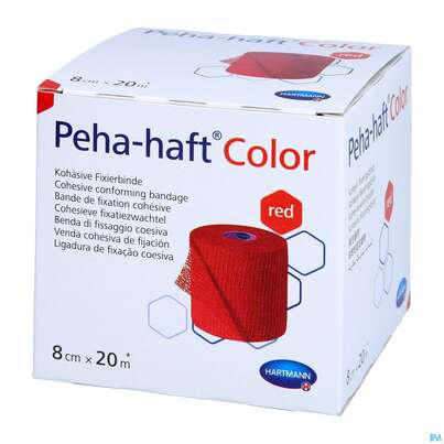 Sie sehen eine Packung Peha-haft Color Latexfrei Red 20mx 8cm 1st, Produktbild: 04 Peha-haft Color Latexfrei Red 20mx 8cm 1st, A-Nr.: 3879808 - 04