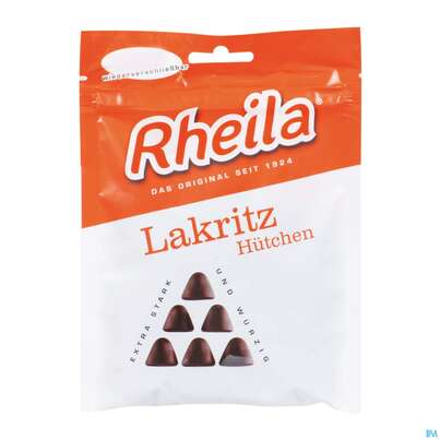 Sie sehen eine Packung Rheila Zuckerhaltig Gummidrops Lakritz Huetchen Art.n 90g, Produktbild: 01 Rheila Zuckerhaltig Gummidrops Lakritz Huetchen Art.n 90g, A-Nr.: 4517220 - 01