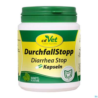 Sie sehen eine Packung Veterinaerprodukte Durchfallstopp Kapseln 100st, Produktbild: 01 Veterinaerprodukte Durchfallstopp Kapseln 100st, A-Nr.: 5175856 - 01