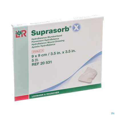 Suprasorb/x Hydrobalance Wundverband Kompresse 9x 9cm 5st, A-Nr.: 3065141 - 02