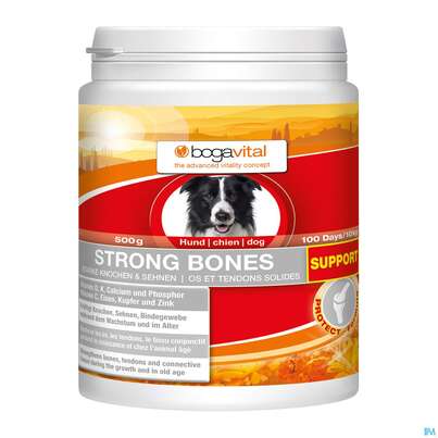 Sie sehen eine Packung Veterinaerprodukte Bogavital Strong Bones Hund Support 500g, Produktbild: 01 Veterinaerprodukte Bogavital Strong Bones Hund Support 500g, A-Nr.: 4610741 - 01