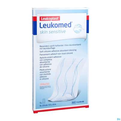 Wundverband Leukomed/skin Sensitive Vliesverband +auflage Steril 8x15cm 5st, A-Nr.: 5609013 - 02