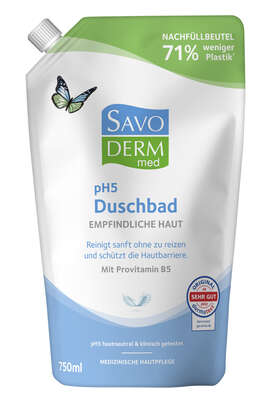 Savoderm med EMPFINDLICHE HAUT pH5 Duschbad Nachfüllbeutel 750ml, A-Nr.: 5876760 - 01