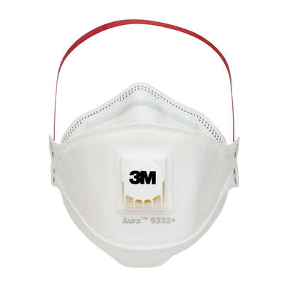 3M™ Aura™ Comfort Cool Flow™ Partikelmaske 9332+, FFP3, mit Ventil, 5er-Packung, A-Nr.: 5920188 - 02