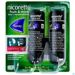 Nicorette Spray 1mg/spruehstoss Z.anw.i.d.mundhoehle lösung Fruit &amp;amp; Mint Nfc 2st, A-Nr.: 5510272 - 01
