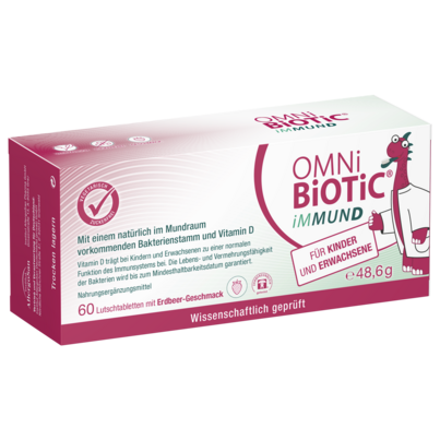 Sie sehen eine Packung OMNi-BiOTiC® iMMUND, 60 Lutschtabletten, Produktbild: 01 OMNi-BiOTiC® iMMUND, 60 Lutschtabletten, A-Nr.: 5679344 - 01