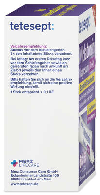 Sie sehen eine Packung TETESEPT Melatonin 1,8mg + Magnesium Direkt Sticks 20 St., Produktbild: 03 TETESEPT Melatonin 1,8mg + Magnesium Direkt Sticks 20 St., A-Nr.: 5709223 - 03