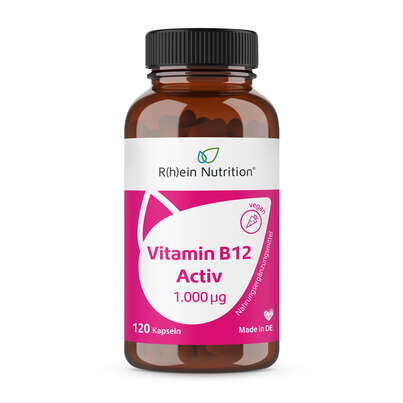 Sie sehen eine Packung R(h)ein Nutrition Vitamin B12 Activ 1.000 µg Kapseln hochdosiert, Produktbild: 01 R(h)ein Nutrition Vitamin B12 Activ 1.000 µg Kapseln hochdosiert, A-Nr.: 5987258 - 01