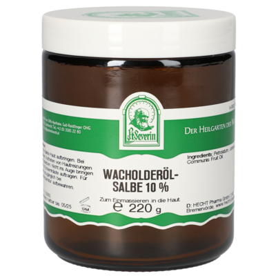 Sie sehen eine Packung WACHOLDEROEL SALBE 10% 220 G, Produktbild: 01 WACHOLDEROEL SALBE 10% 220 G, A-Nr.: 5072530 - 01