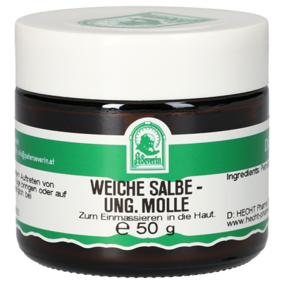 Sie sehen eine Packung WEICHE SALBE - UNG. MOLLE 50 G, Produktbild: 01 WEICHE SALBE - UNG. MOLLE 50 G, A-Nr.: 5341355 - 01