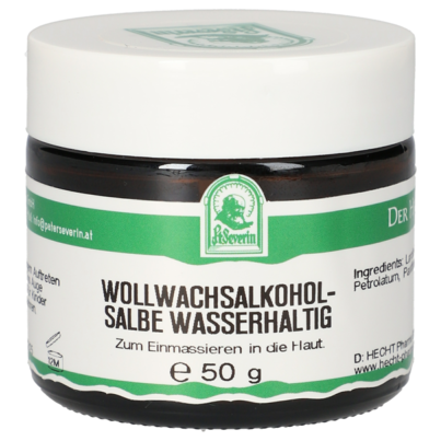 Sie sehen eine Packung WOLLWACHSALKOHOLSALBE WASSERHALTIG 50 G, Produktbild: 01 WOLLWACHSALKOHOLSALBE WASSERHALTIG 50 G, A-Nr.: 5650820 - 01