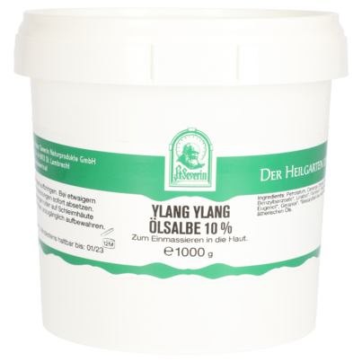 Sie sehen eine Packung YLANG YLANG OELSALBE 10% 1000 G, Produktbild: 01 YLANG YLANG OELSALBE 10% 1000 G, A-Nr.: 5802879 - 01