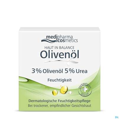 Sie sehen eine Packung Oliven Oel Dr.theiss Haut In Balance Feuchtigkeitspflege 3% 50ml, Produktbild: 03 Oliven Oel Dr.theiss Haut In Balance Feuchtigkeitspflege 3% 50ml, A-Nr.: 3282714 - 03