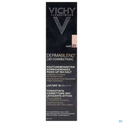 Sie sehen eine Packung Vichy Dermablend 3d Coverflow 25 Nude 30ml, Produktbild: 01 Vichy Dermablend 3d Coverflow 25 Nude 30ml, A-Nr.: 4127016 - 01
