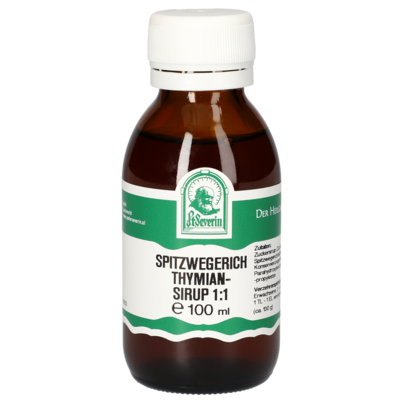 Sie sehen eine Packung SPITZWEGERICH THYMIAN SIRUP 100 ML, Produktbild: 01 SPITZWEGERICH THYMIAN SIRUP 100 ML, A-Nr.: 4394898 - 01