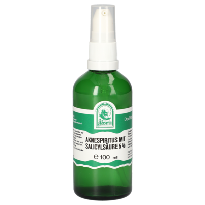 Sie sehen eine Packung AKNESPIRITUS MIT SALICYLSAEURE 5% 100ML, Produktbild: 01 AKNESPIRITUS MIT SALICYLSAEURE 5% 100ML, A-Nr.: 5724576 - 01