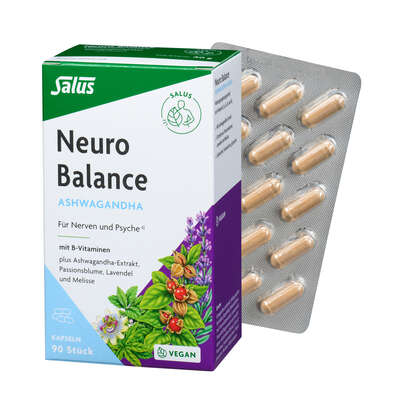 Sie sehen eine Packung Neuro Balance Ashwagandha Kapseln, Produktbild: 01 Neuro Balance Ashwagandha Kapseln, A-Nr.: 5063494 - 01
