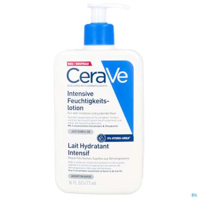 Sie sehen eine Packung Cerave Feuchtigkeitslotion Intensiv 473ml, Produktbild: 01 Cerave Feuchtigkeitslotion Intensiv 473ml, A-Nr.: 5931476 - 01