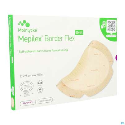 Sie sehen eine Packung Wundverband Mepilex Border Flex 15x19cm 5st, Produktbild: 02 Wundverband Mepilex Border Flex 15x19cm 5st, A-Nr.: 4252299 - 02