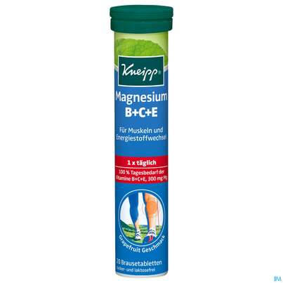 Sie sehen eine Packung Magnesium +vit.b+c+e Brausetabl Kneipp 20st, Produktbild: 01 Magnesium +vit.b+c+e Brausetabl Kneipp 20st, A-Nr.: 3114945 - 01
