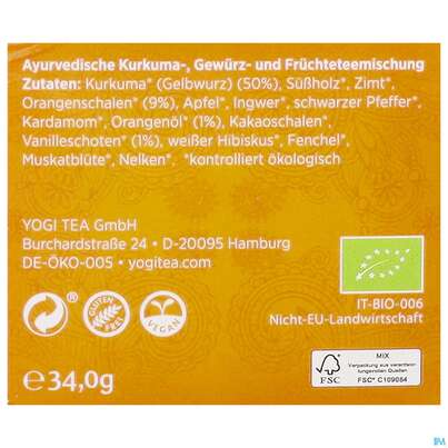 Yogi Tea Bio Kurkuma Orange 17st, A-Nr.: 5750102 - 05