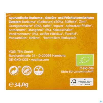 Yogi Tea Bio Kurkuma Orange 17st, A-Nr.: 5750102 - 06