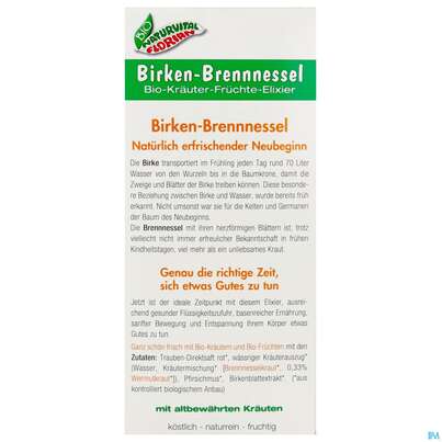 Birken Brennessel Elixier Kraeuterfit Alkoholfrei Bio Kraeuter Fruechte 330ml, A-Nr.: 3961728 - 03