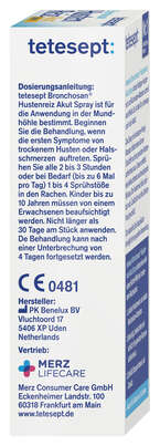 Sie sehen eine Packung tetesept Bronchosan Hustenreiz Spray 20ml, Produktbild: 03 tetesept Bronchosan Hustenreiz Spray 20ml, A-Nr.: 6007138 - 03