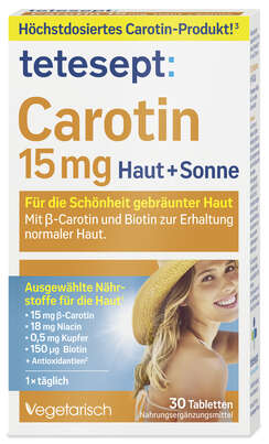 tetesept Carotin 15mg Haut &amp; Sonne Fta 30 Stk., A-Nr.: 5179245 - 02