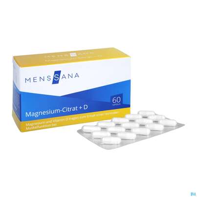 Sie sehen eine Packung Magnesium Citrat +d Kapseln Menssana 60st, Produktbild: 05 Magnesium Citrat +d Kapseln Menssana 60st, A-Nr.: 4358566 - 05