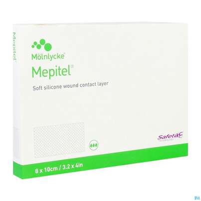 Sie sehen eine Packung Netzauflagen Mepitel Silikon Steril 8x10cm 5st, Produktbild: 02 Netzauflagen Mepitel Silikon Steril 8x10cm 5st, A-Nr.: 4743258 - 02