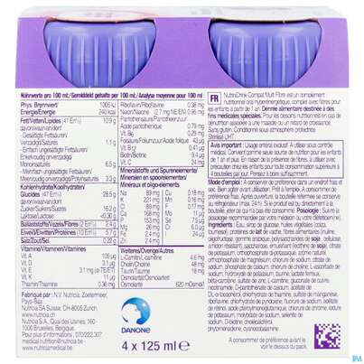 Sie sehen eine Packung Nutrini/drink Flasche Comp Multifibre 125ml Erdbeere 4st, Produktbild: 05 Nutrini/drink Flasche Comp Multifibre 125ml Erdbeere 4st, A-Nr.: 5857627 - 05