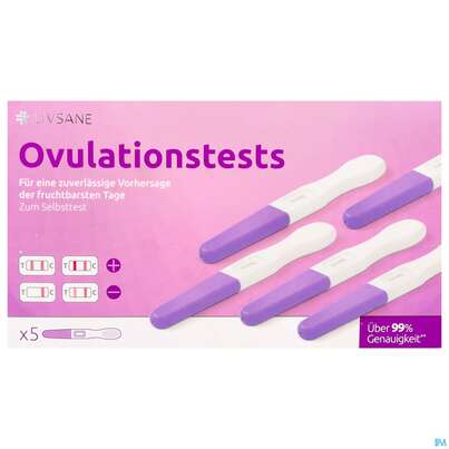 Sie sehen eine Packung Ovulationstest Livsane 5st, Produktbild: 01 Ovulationstest Livsane 5st, A-Nr.: 5848918 - 01